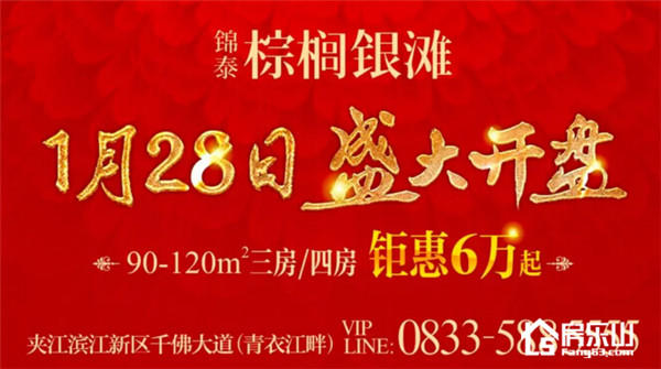 【锦泰·棕榈银滩】今日盛大开盘，钜惠6万，火爆劲销！