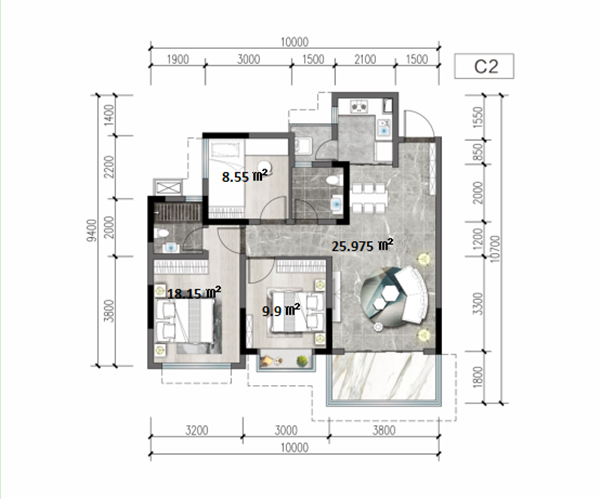 项目户型图各区域建面 项目户型图各区域建面