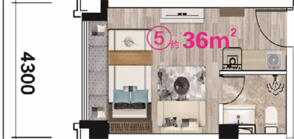 建面约36㎡户型图 建面约36㎡户型图