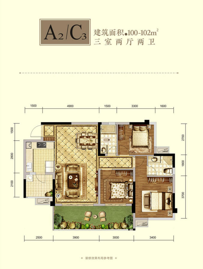 大渡河府滨河湾100平米户型图 大渡河府滨河湾100平米户型图