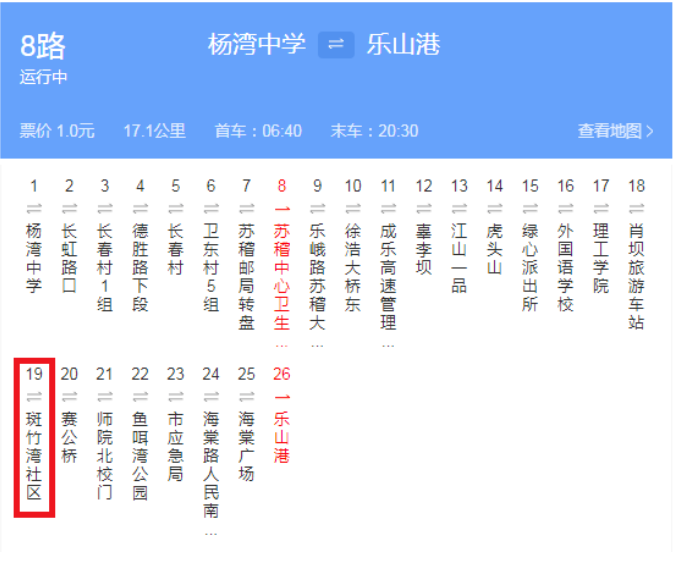 乐山8路公交路线 乐山8路公交路线