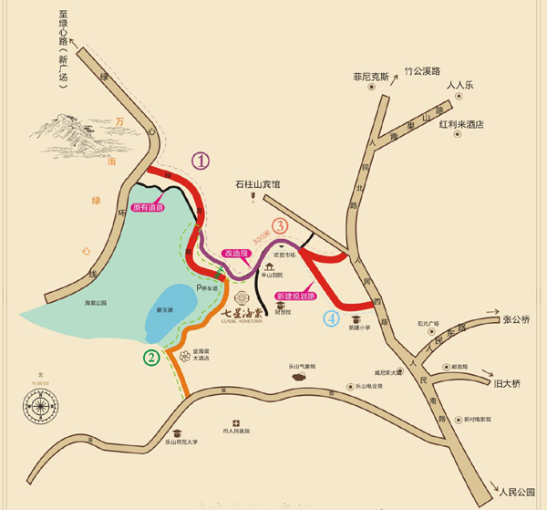乐山绿心公园路线图图片