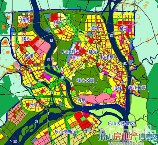 乐山土地规划图随着乐山市中区的土地资源日益稀缺,城市建设不断的向