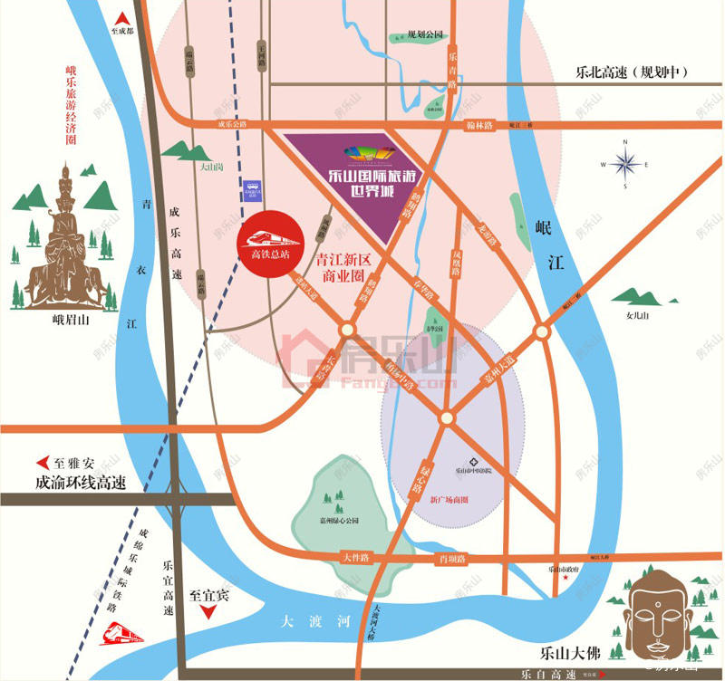 乐山国际旅游世界城区位图