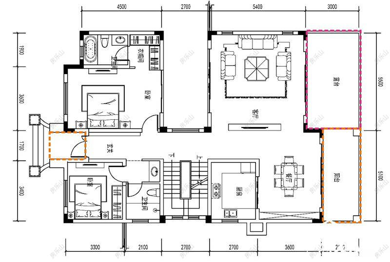 峨眉山与湖玲珑屿D（平面一层）