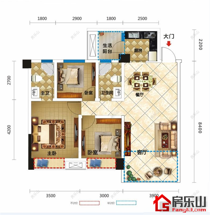 宏泰广场B2 - 3室2厅2卫1阳台