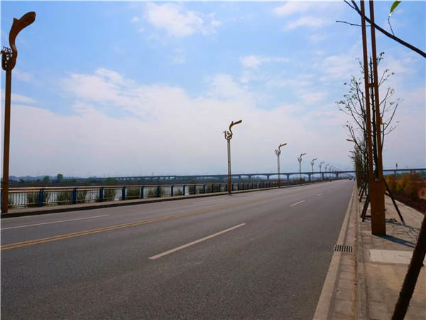 一边大渡河风景，一边生态苗圃的乐沙生态大道
