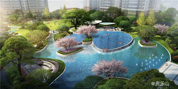 繁花里景观（泳池）效果图