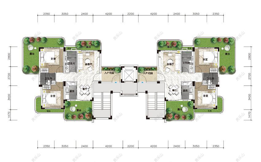 云心台组团望山阁B四层户型