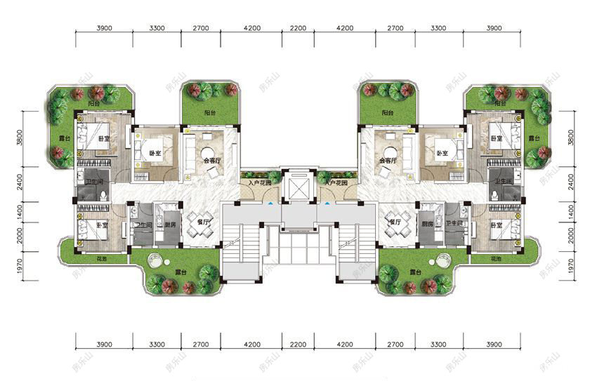 3室2厅1厨2卫云心台组团蜀华台C一层户型