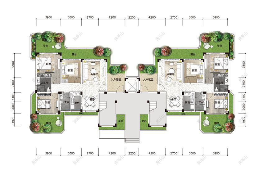 3室2厅1厨2卫云心台组团蜀华台C一层户型