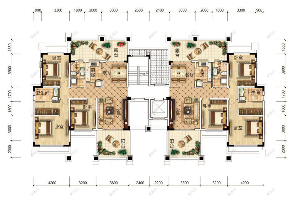 3室2厅1厨2卫雲廊组团C二层户型
