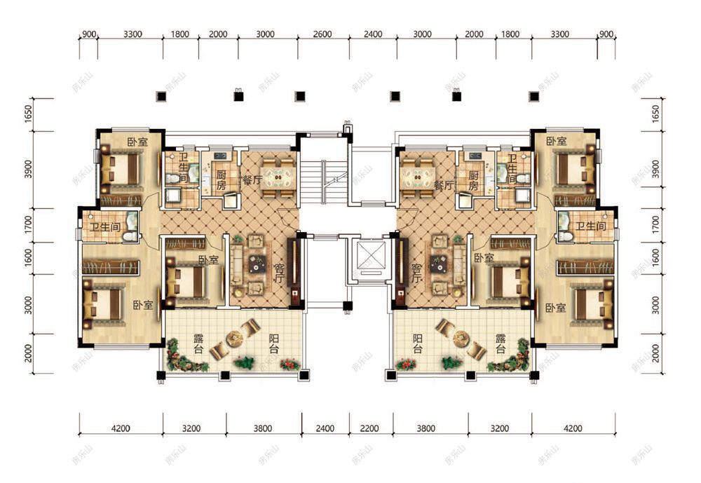 3室2厅1厨2卫雲廊组团C三层户型