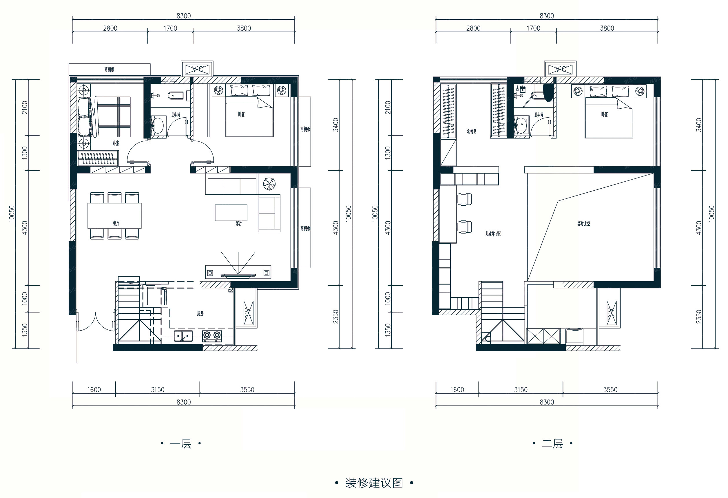 180平米跃层户型图图片