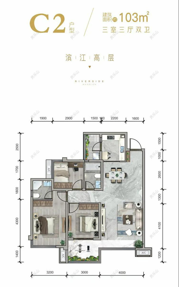 乐山滨江花园城C2户型图