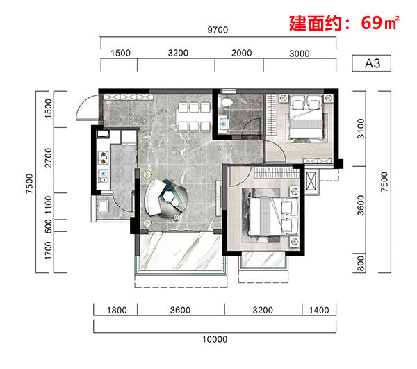 阳光天樾国际城A3户型图 阳光天樾国际城A3户型图