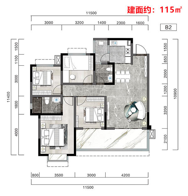 阳光天樾国际城B2户型图 阳光天樾国际城B2户型图
