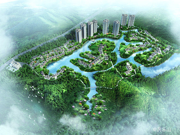 佛光湖海棠别院温泉度假小镇鸟瞰图
