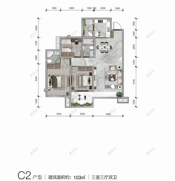 滨江花园城C2户型