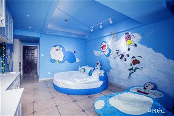 蓝白主题多啦A梦房间