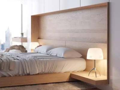 小户型床边还在放床头柜？不妨直接用木板代替！