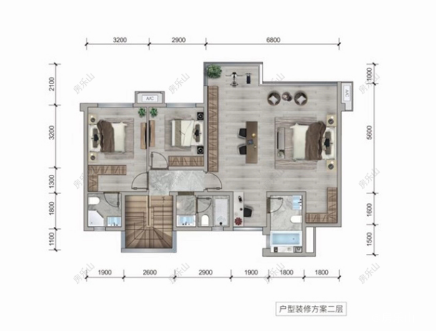 滨江花园城C1跃层204平米2楼户型图