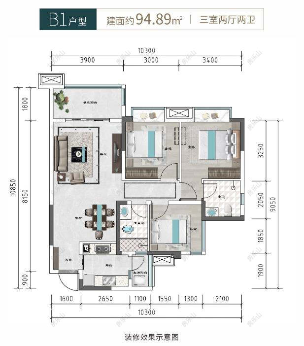 西网青江1981项目95平米户型图
