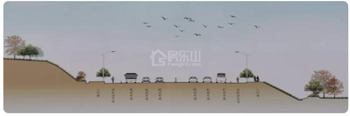 乐山机场进场道路横断面效果图