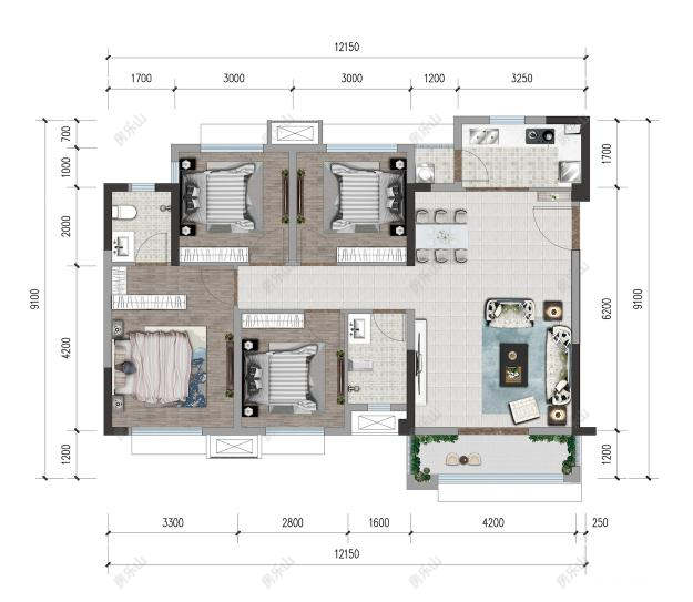 和喜玖熙府B1户型图