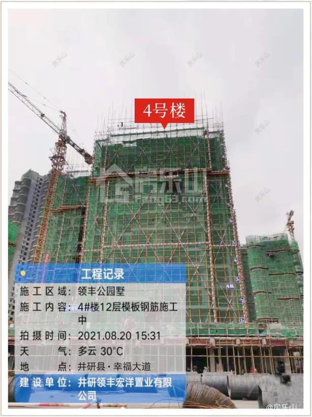 领丰公园墅8月工程进度实拍