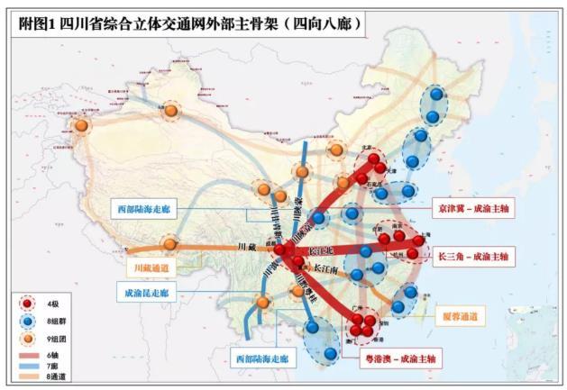 四川省综合立体交通网外部主骨架图