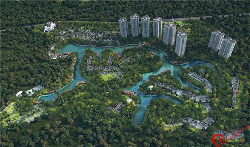 佛光湖海棠别院温泉度假森林效果图