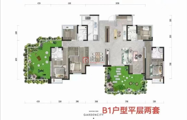 未来花园城-B1平层两套-5室2厅4卫-192㎡
