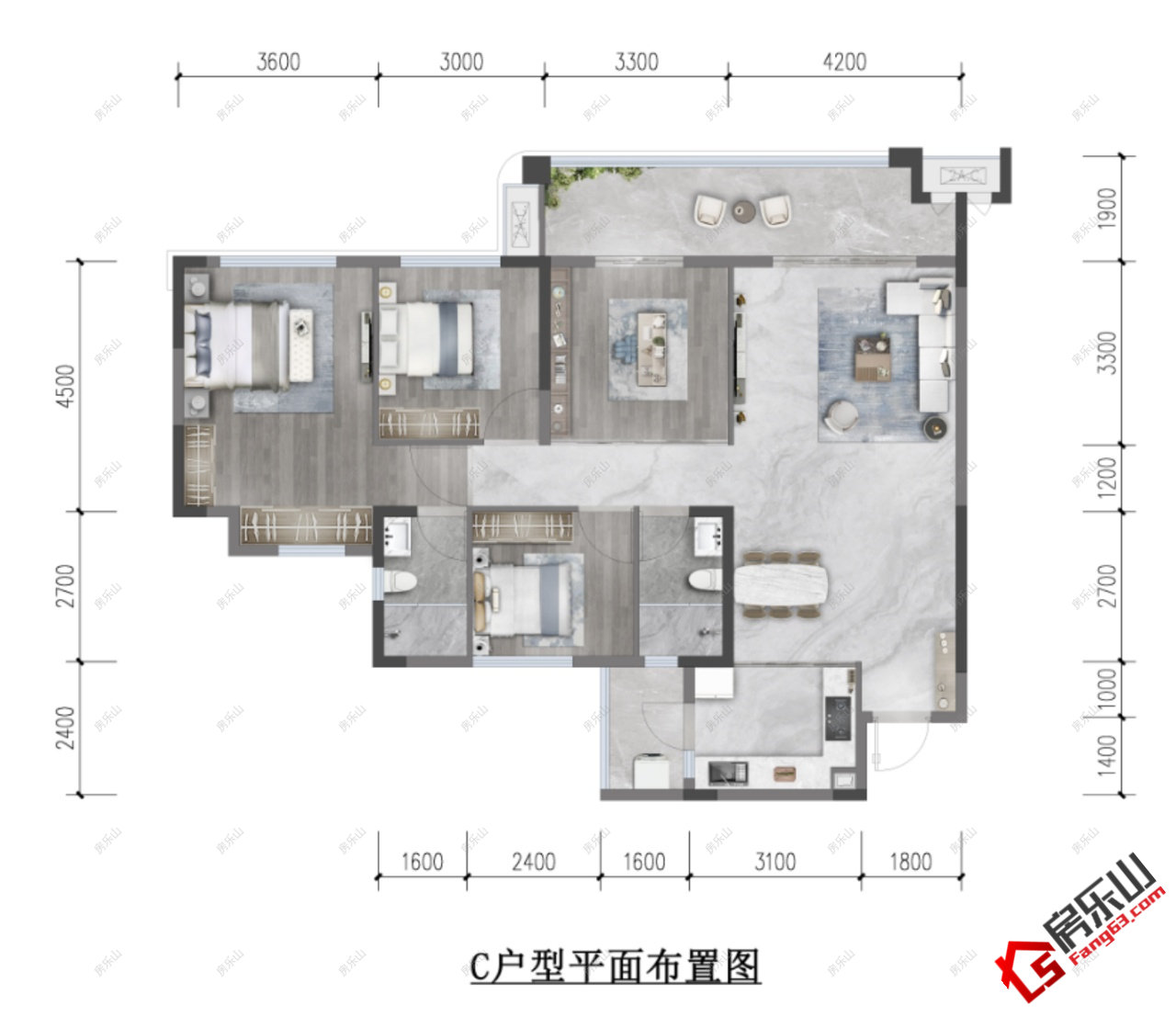 C - 4室2厅2卫1阳台
