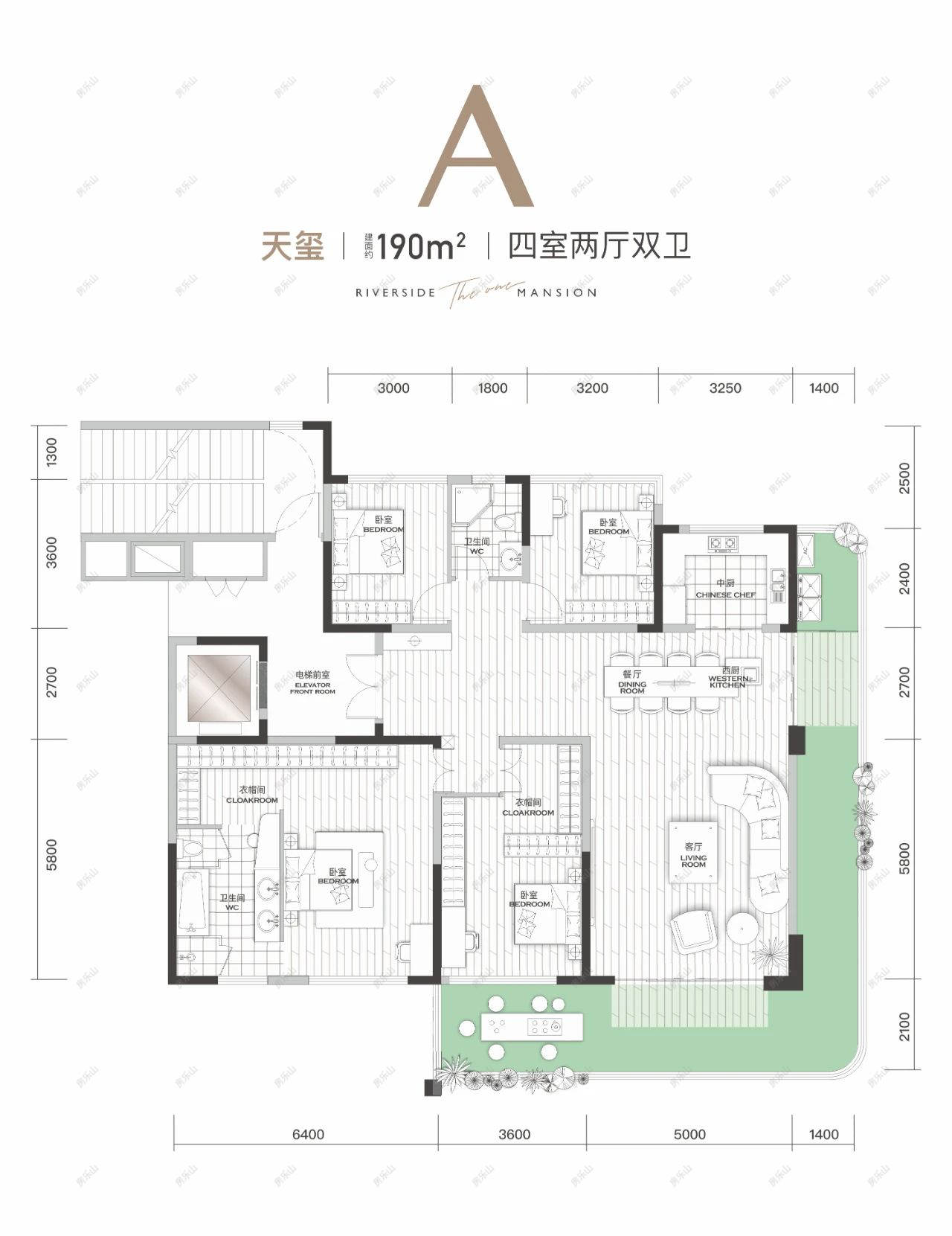 A - 4室2厅2卫1阳台